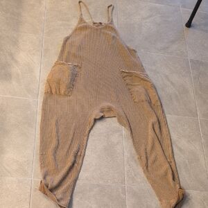 Relaxed Fit Tan Jumpsuit